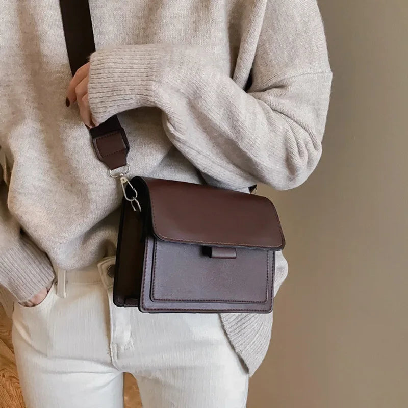Vintage Solid Hasp Shoulder Bag Handbag Euro-America Style