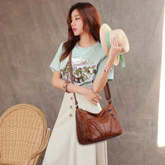 Retro Women Bag PU Leather Shoulder Totes Classic Brown Crossbody Pack