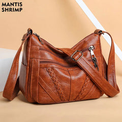Retro Women Bag PU Leather Shoulder Totes Classic Brown Crossbody Pack