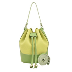 Summer Bright Bucket Shoulder Bag Drawstring Tote Bag PU Leather