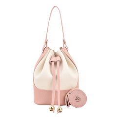Summer Bright Bucket Shoulder Bag Drawstring Tote Bag PU Leather