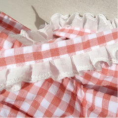 Vintage Plaid Ruched Bucket Shoulder Bag Mori Style