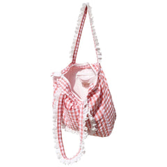 Vintage Plaid Ruched Bucket Shoulder Bag Mori Style