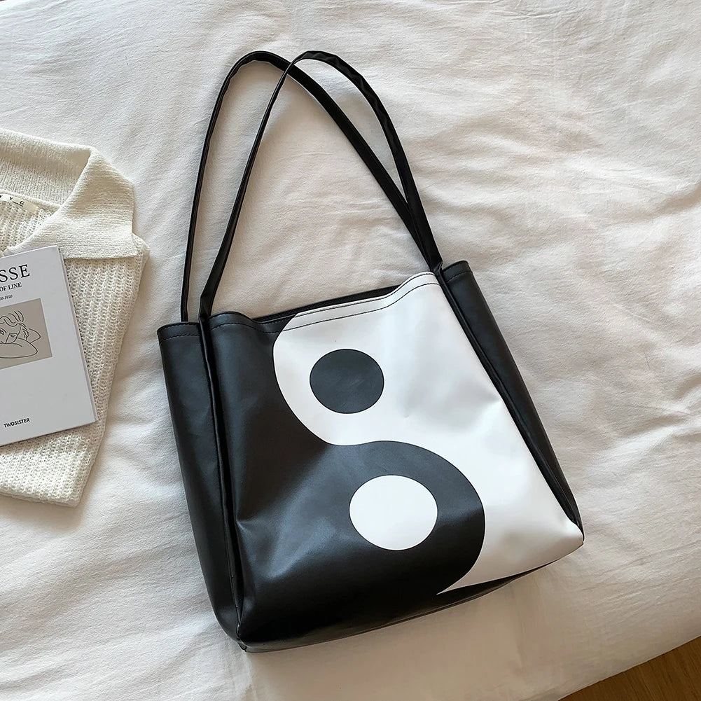 Vintage Tai Chi PU Leather Shoulder Bag Top-Handle Handbags