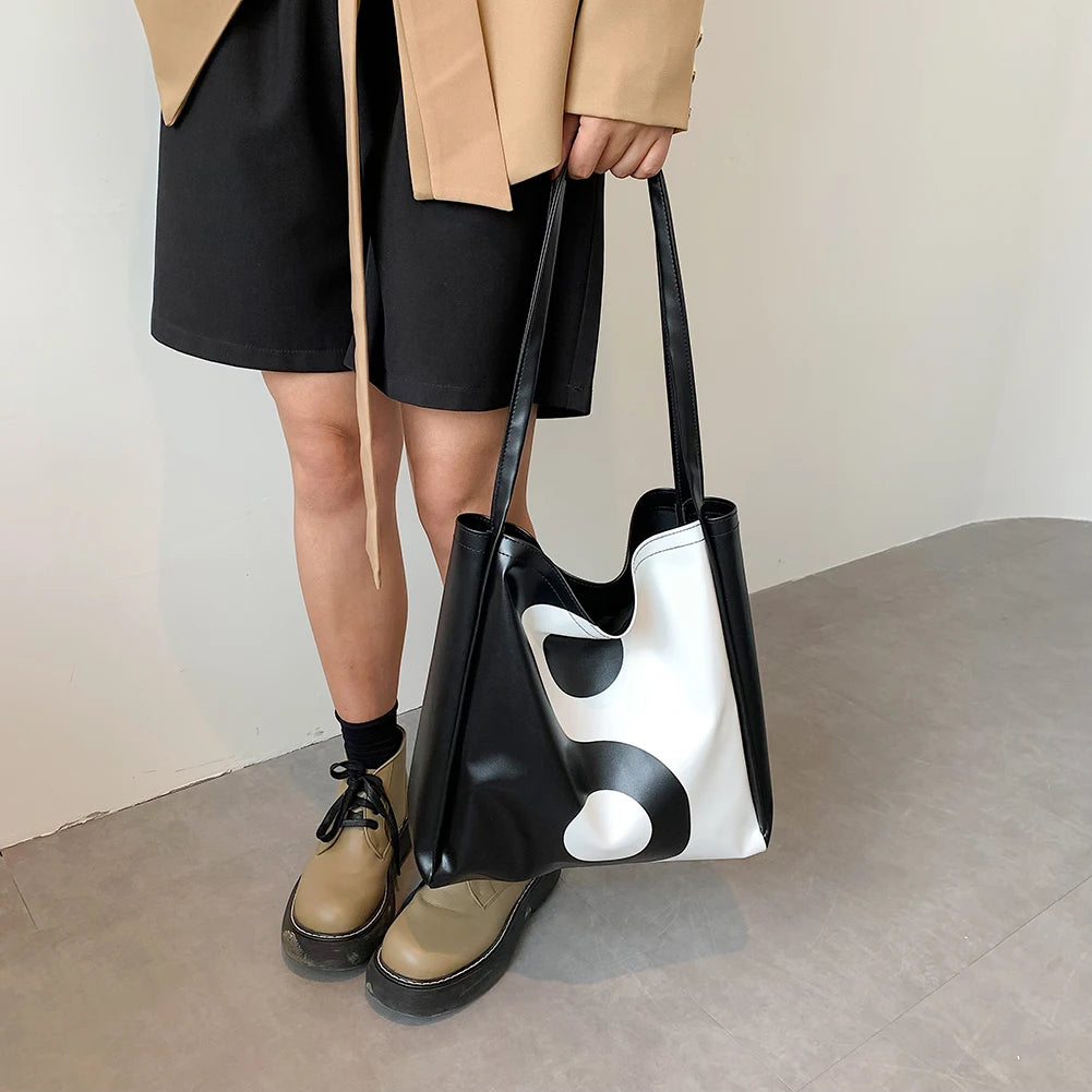 Vintage Tai Chi PU Leather Shoulder Bag Top-Handle Handbags