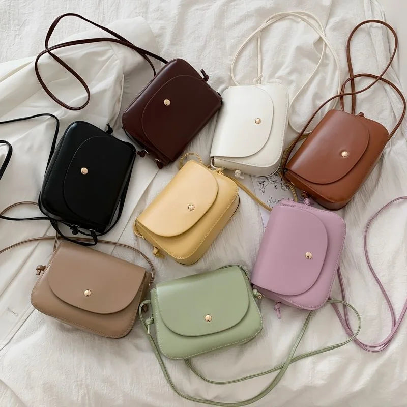 Women's Small Square Shoulder Bag Leather Messenger Bag