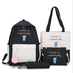 4pcs/Set Female Casual Canvas Travel Backpacks Girls School Book Bags