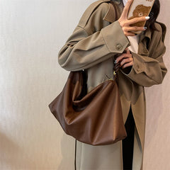 Women Large Capacity Shoulder Bag Vintage Female Tote Soft PU Leather Crossbody