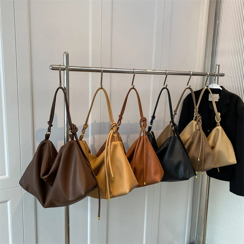 Women Large Capacity Shoulder Bag Vintage Female Tote Soft PU Leather Crossbody