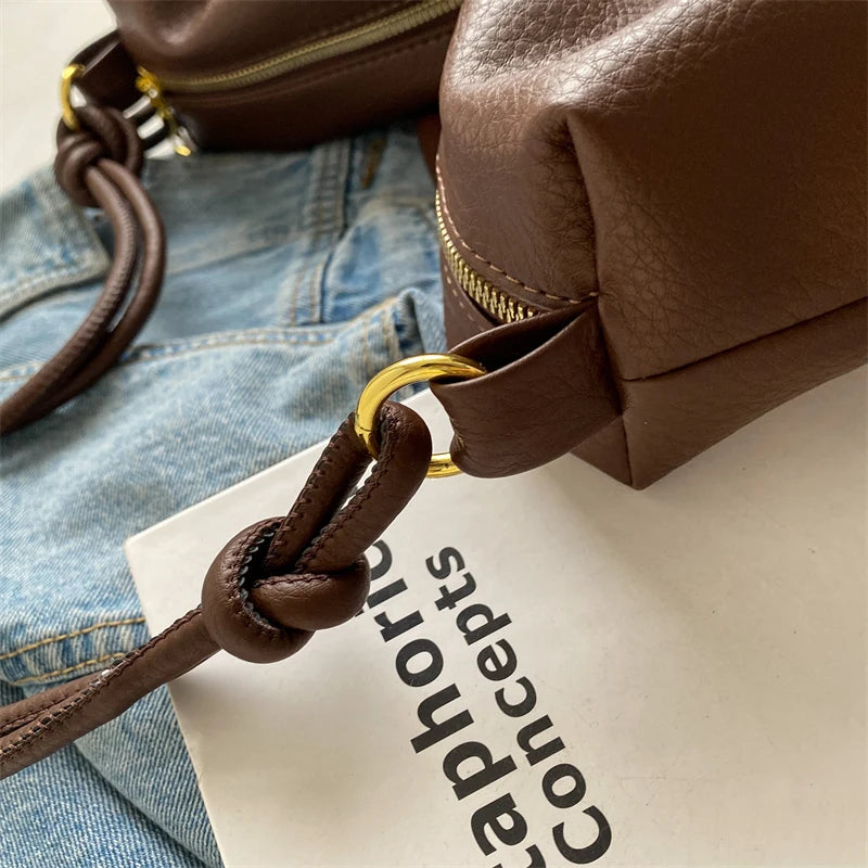Women Large Capacity Shoulder Bag Vintage Female Tote Soft PU Leather Crossbody