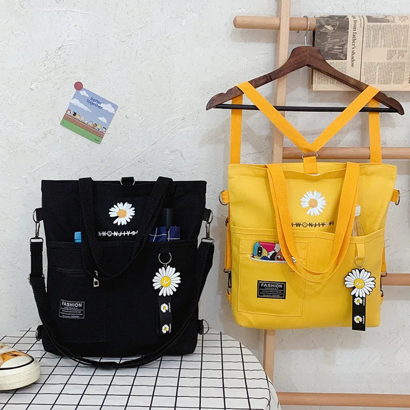 Canvas Crossbody Bag Shoulder Backpack Girls Women Student Tutorial Bags
