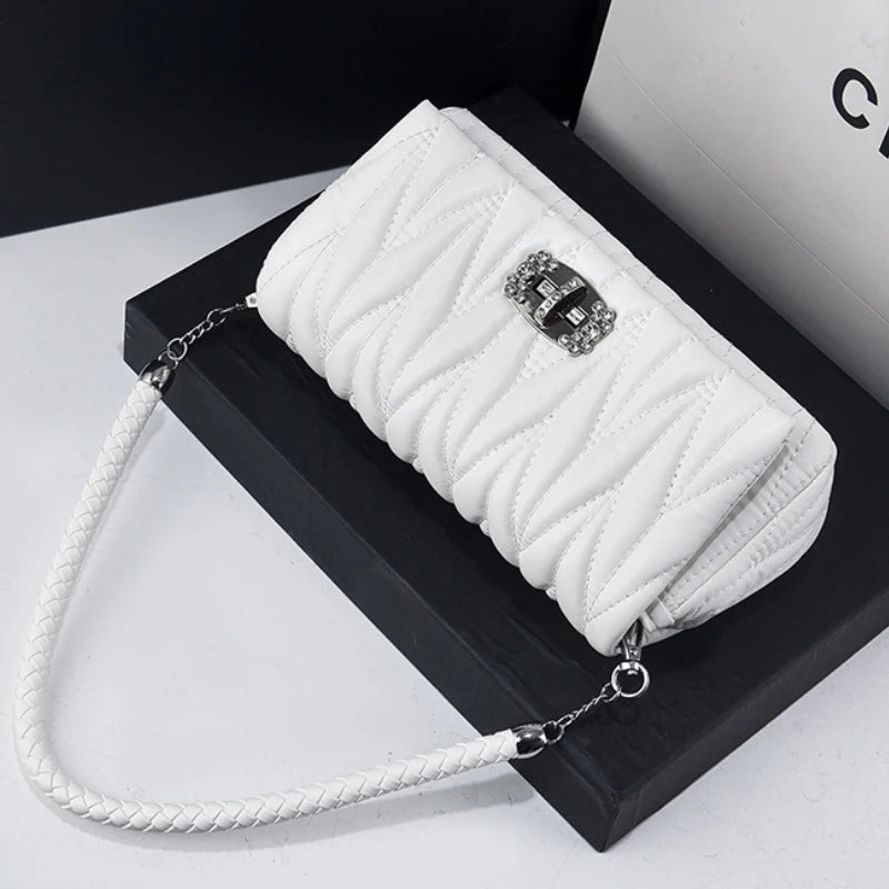Rhinestone Chain Flap Crossbody Small Square Bag Girls Shoulder Messenger Bags