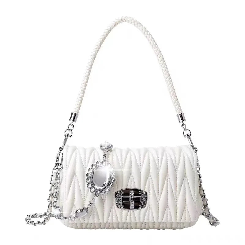 Rhinestone Chain Flap Crossbody Small Square Bag Girls Shoulder Messenger Bags