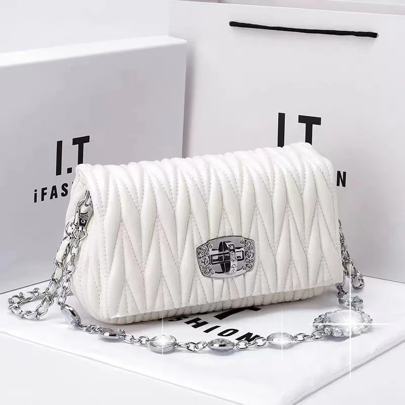 Rhinestone Chain Flap Crossbody Small Square Bag Girls Shoulder Messenger Bags