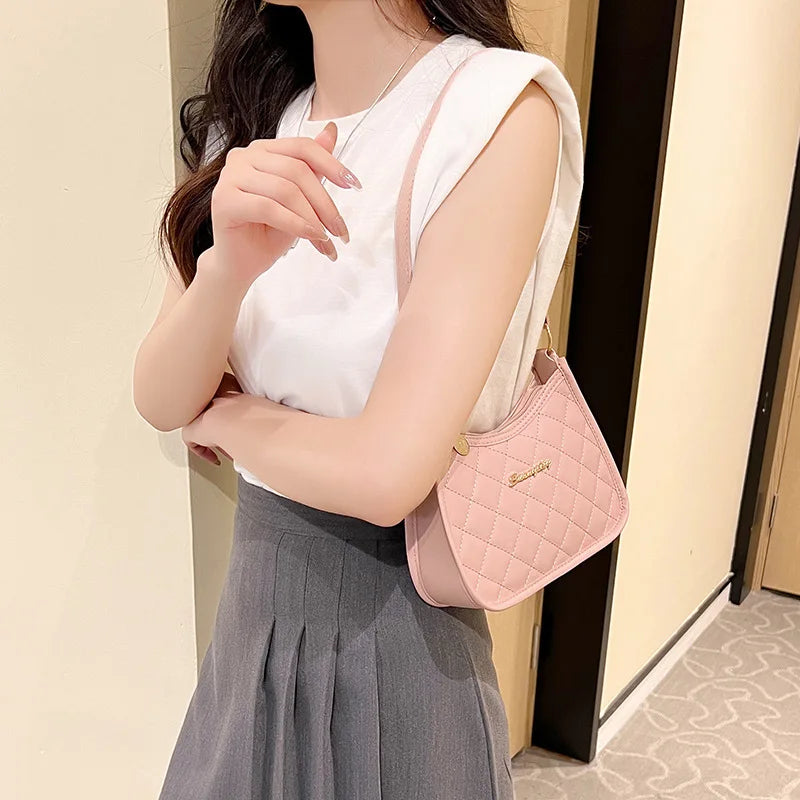 Retro Mini PU Armpit Shoulder Bag Clutch Hobos Chain Purse Handbag