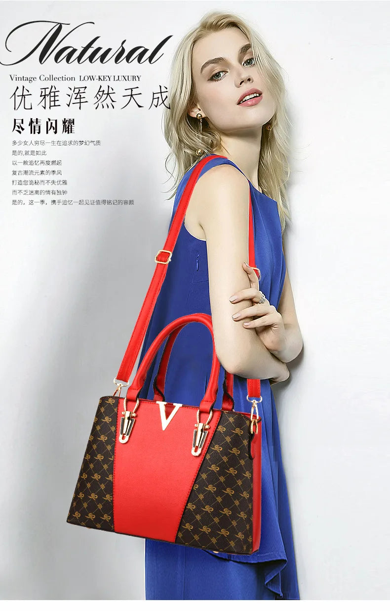 2 Pcs Leather Handbag Tote Shoulder Messenger Bag for Women