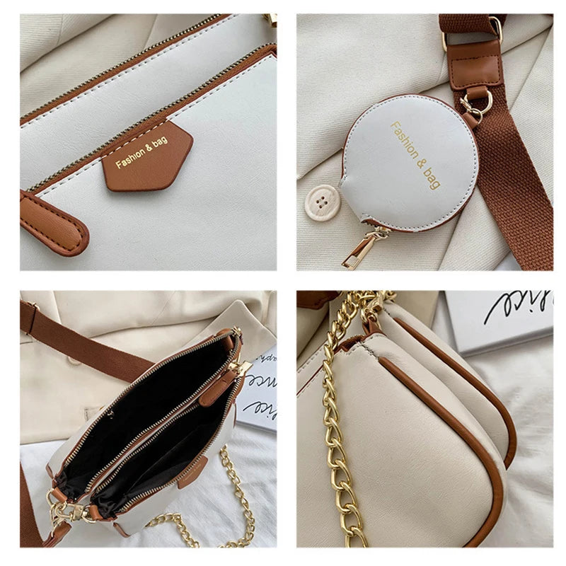 Women Shoulder Bags Wide Strap Crossbody Bag Lady Handbags