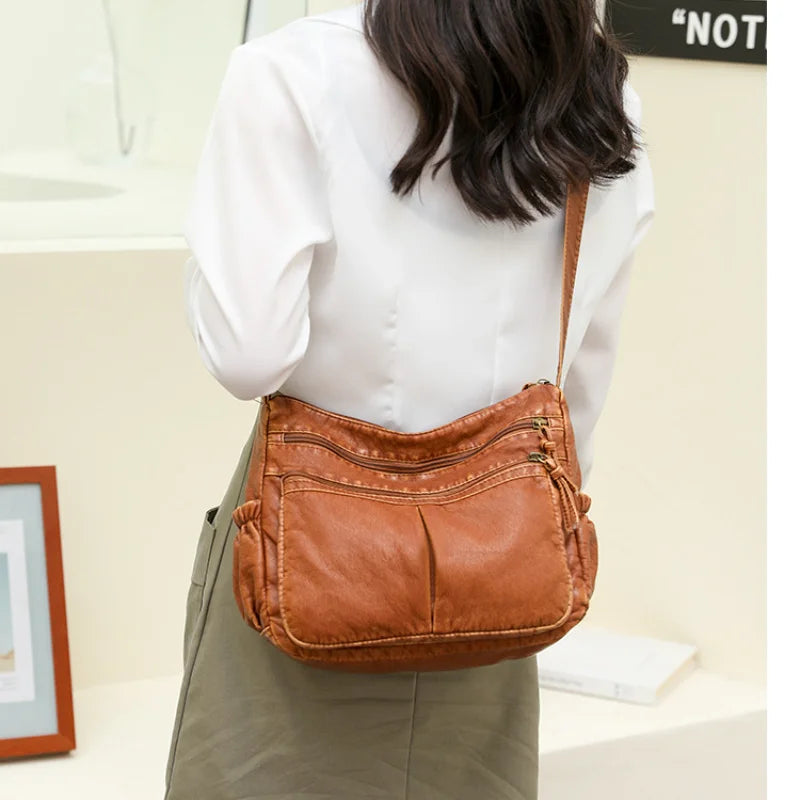 Women Shoulder Bag Vintage Leather Crossbody Classic Messenger