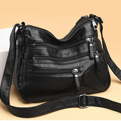 Washed Leather Shoulder Bag Vintage Crossbody Classic Messenger