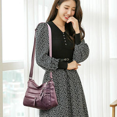 Washed Leather Shoulder Bag Vintage Crossbody Classic Messenger