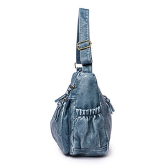 Vintage Washed Leather Shoulder Bag Handbags Crossbody Classic Messenger Pack