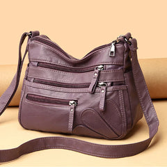 Washed Leather Shoulder Bag Vintage Crossbody Classic Messenger