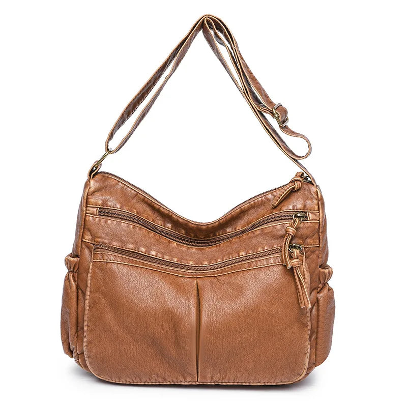 Vintage Leather Shoulder Bag Crossbody Messenger Pack