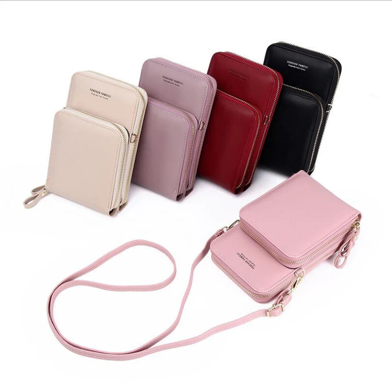 Women's Soft Leather Cell Phone Purse Crossbody Handbag