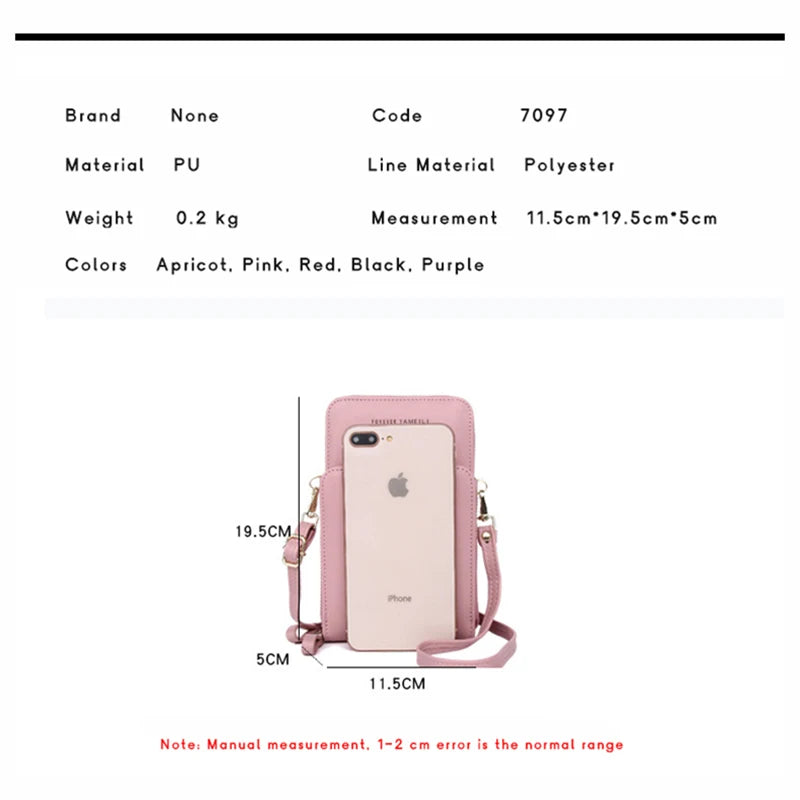 Women's Soft Leather Cell Phone Purse Crossbody Handbag