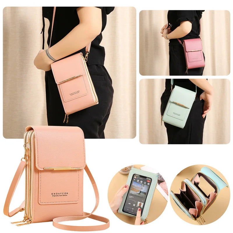 Soft Leather Crossbody Cell Phone Purse for Women
