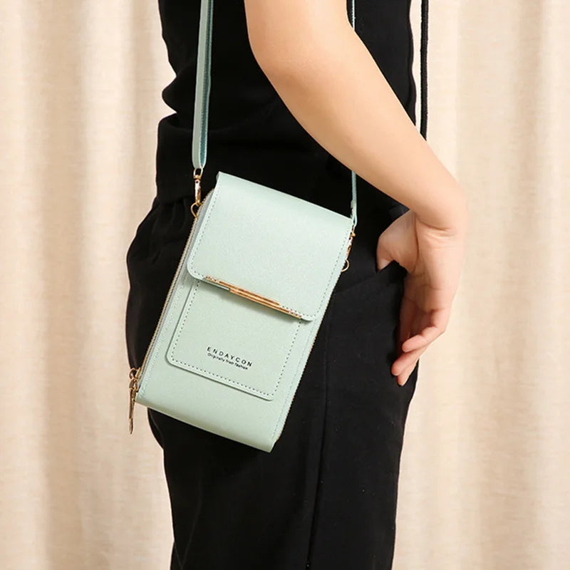 Soft Leather Touch Screen Cell Phone Purse Crossbody Handbag