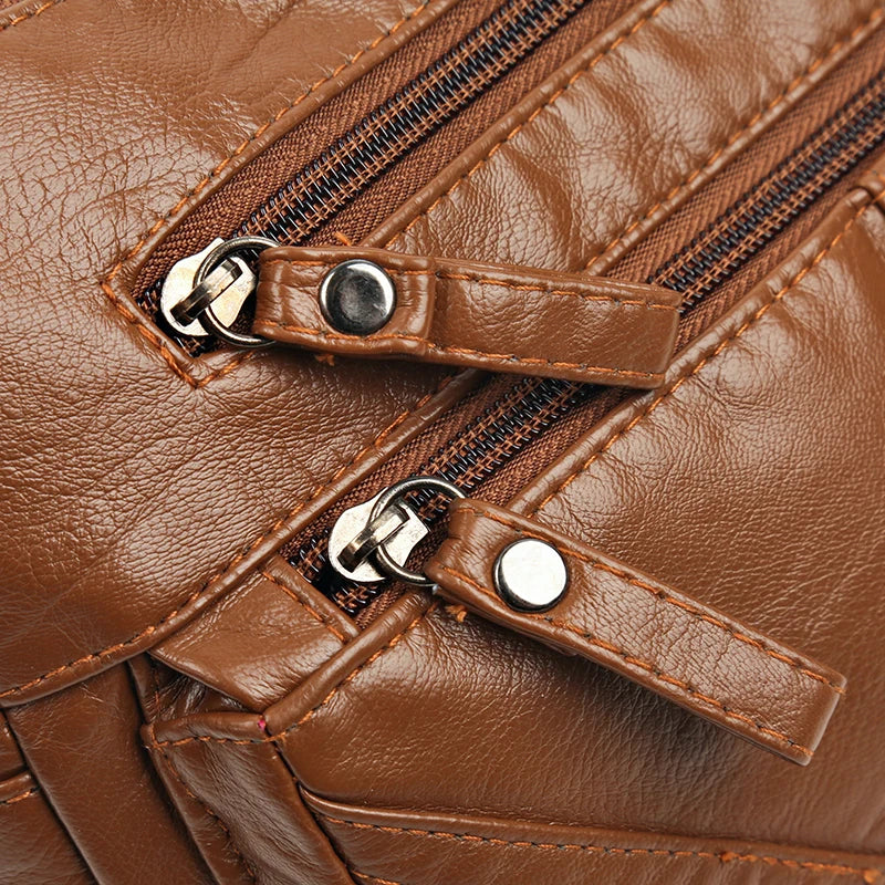 Women Crossbody Bag Large Capacity Tote Shoulder Bag Retro PU Handbag