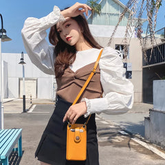 Leather Flap Bag Cell Phone Purse Crossbody Handbag