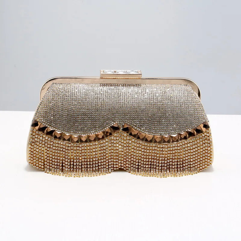 Diamond-Studded Tassel Evening Bag Wedding Purse