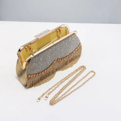 Diamond-Studded Tassel Evening Bag Wedding Purse