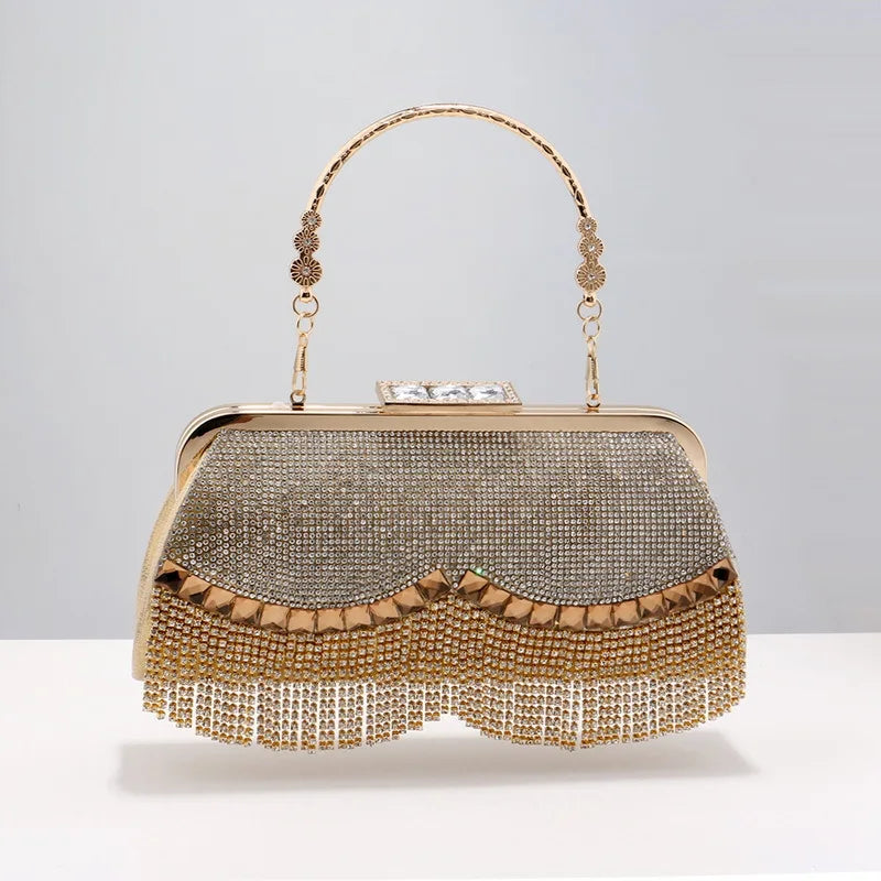 Diamond-Studded Tassel Evening Bags Wedding Purse