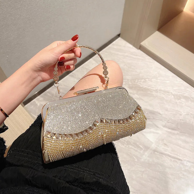 Diamond-Studded Tassel Evening Bags Wedding Purse