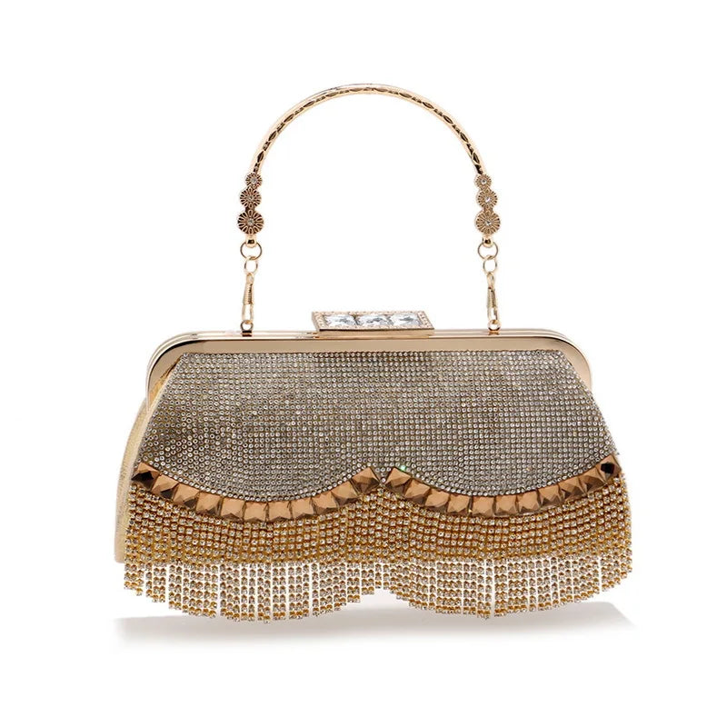 Diamond-Studded Tassel Evening Bag Wedding Purse