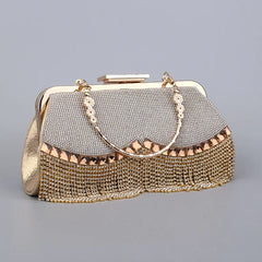 Diamond-Studded Tassel Evening Bag Wedding Purse
