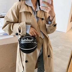 Women Basketball PU Leather Shoulder Crossbody Bag Chain Satchel