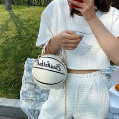 Women Basketball PU Leather Chain Satchel