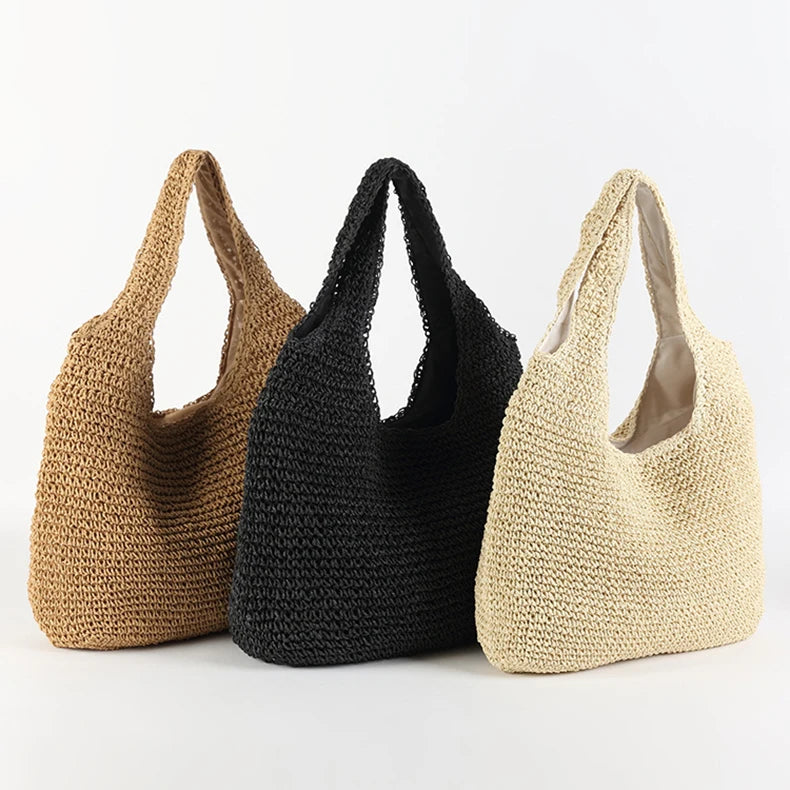 Women Beach Bags Straw Shoulder Travel Tote Large Handbags