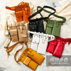 Women Belt Multicolor Orange Mini-bag All Match PU Waistband PU Leather Belt
