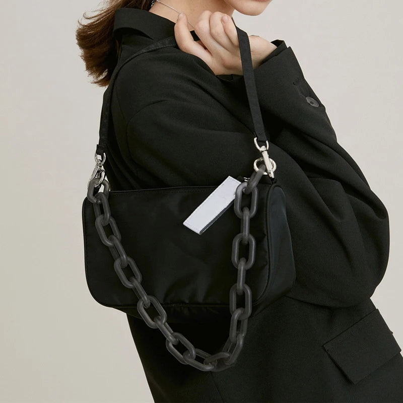 Canvas Shoulder Bag Chain Handbag Large Capacity Casual Single Shoulder Bag