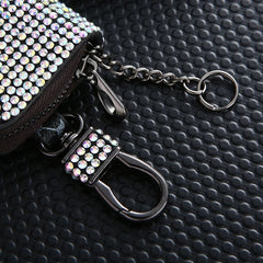Bling Crystal Car Key Case Wallet Rhinestone Keychain Zipper Bag