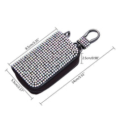 Bling Crystal Car Key Case Wallet Rhinestone Keychain Zipper Bag
