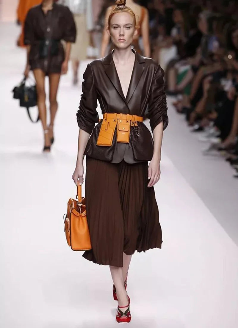 Women Leather Fanny Pack Belt Bag Waterproof Waist Pack
