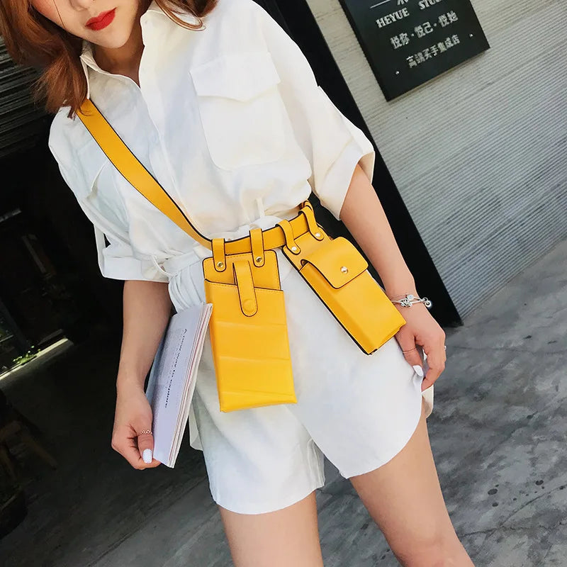 Women Leather Fanny Pack Belt Bag Waterproof Waist Pack