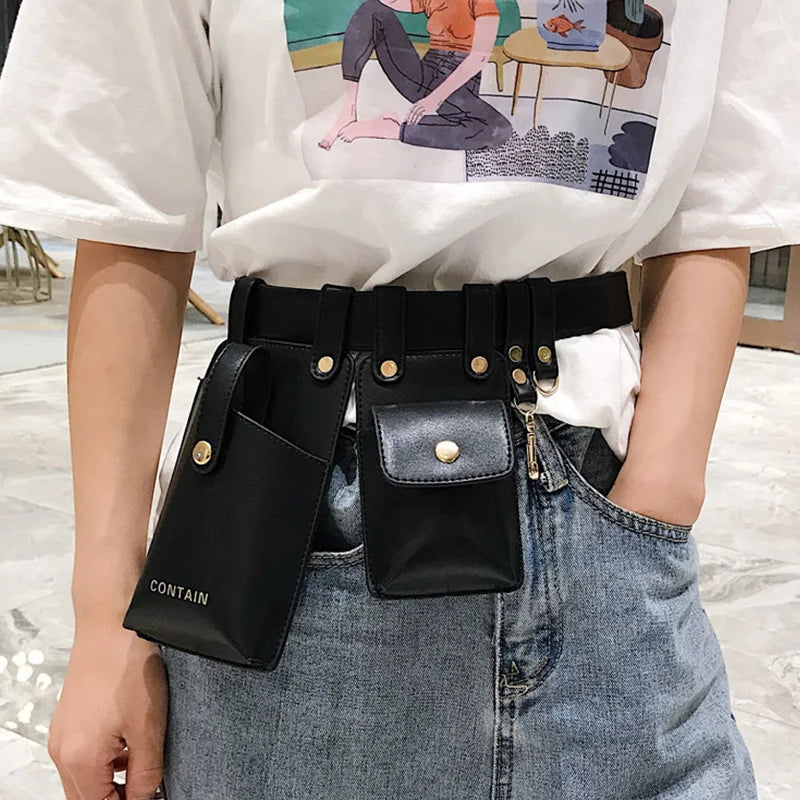 Women Leather Fanny Pack Belt Bag Waterproof Waist Pack