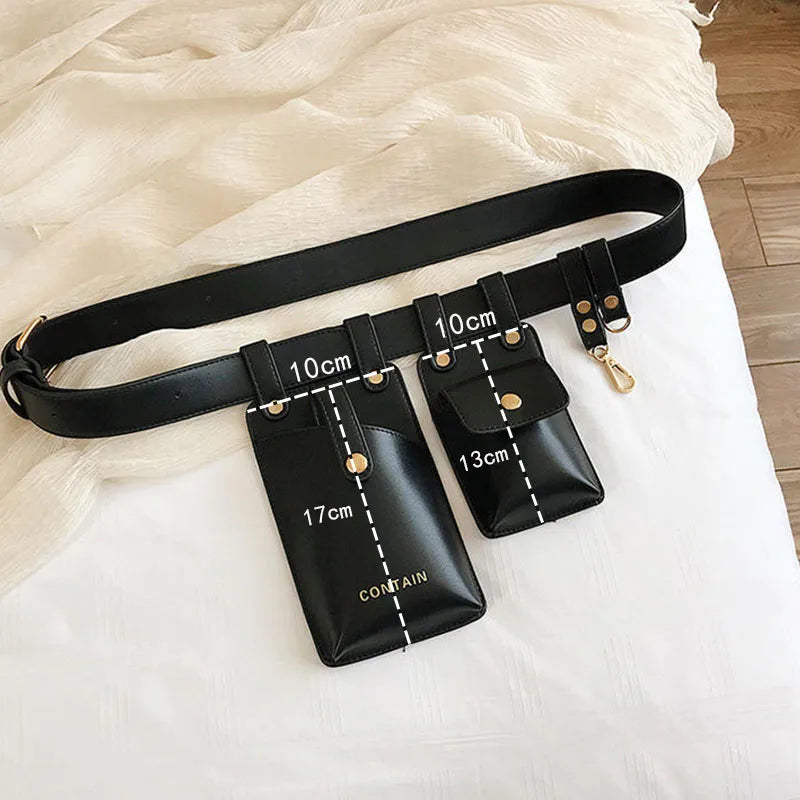 Women Leather Fanny Pack Belt Bag Waterproof Waist Pack